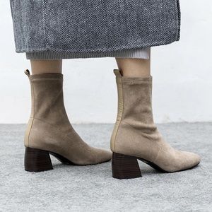 Faux suede sock boots
